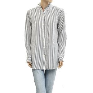 Kerri Rosenthal Striped Printed Shirt Tunic Top Ruffle Buttondown XL NEW 282450